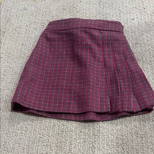 Textured Plaid Kids Skirt in Burgundy